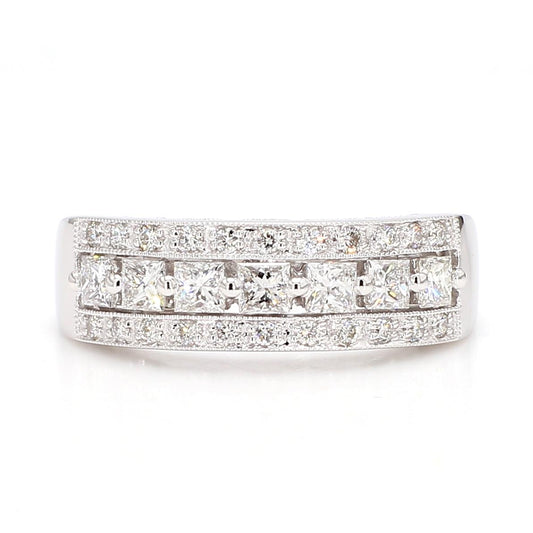 Natural White Princess Diamond 0.86 Carat TW Gold Cocktail Band