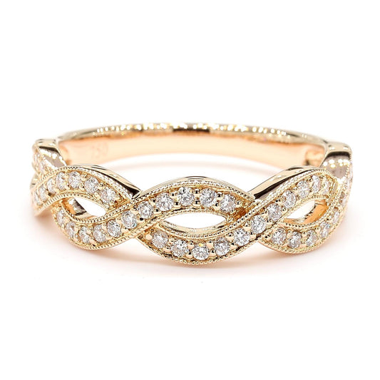 Natural White Round Diamond 0.32 Carat TW Rose Gold Cocktail Band