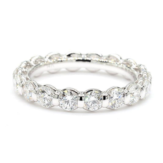 Natural White Round Diamond 2.51 Carat TW White Gold Eternity Band