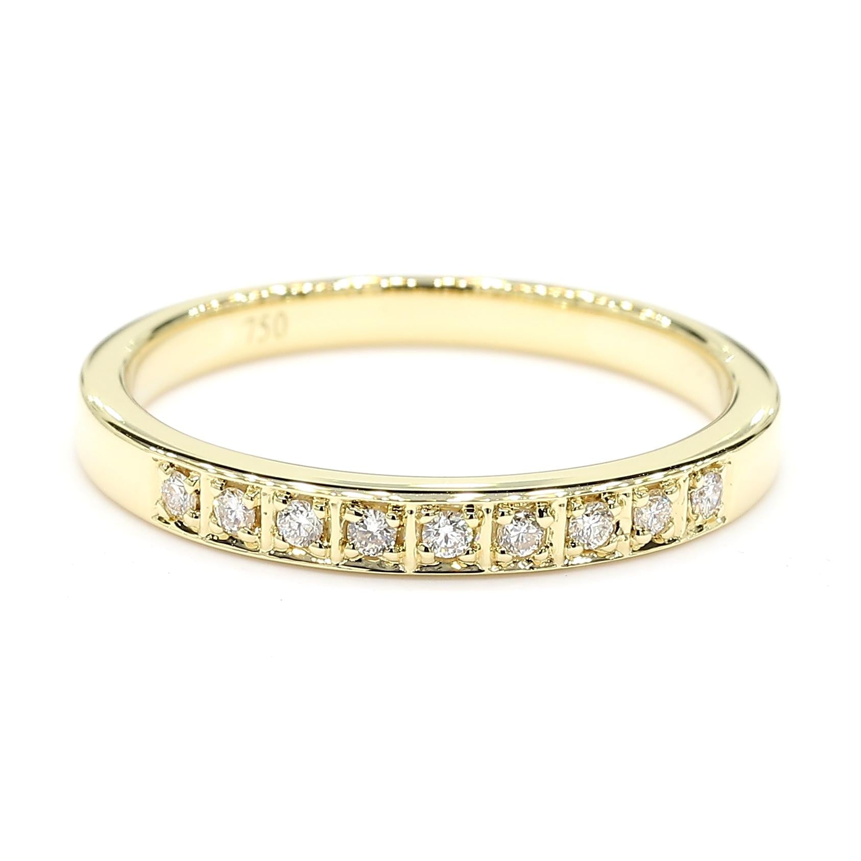 Natural White Round Diamond 0.10 Carat TW Yellow Gold Wedding Band