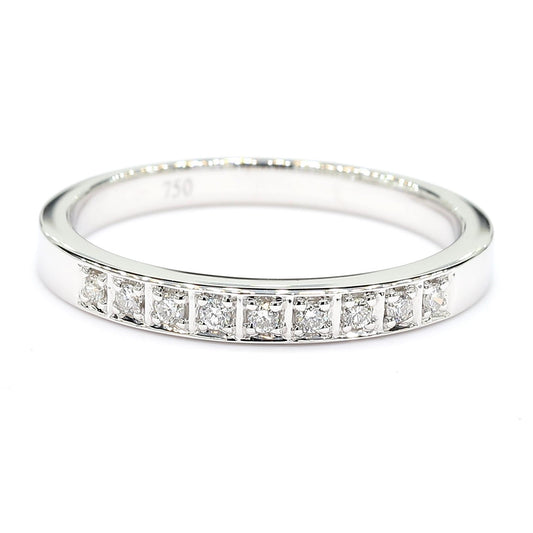 Natural White Round Diamond 0.10 Carat TW White Gold Wedding Band