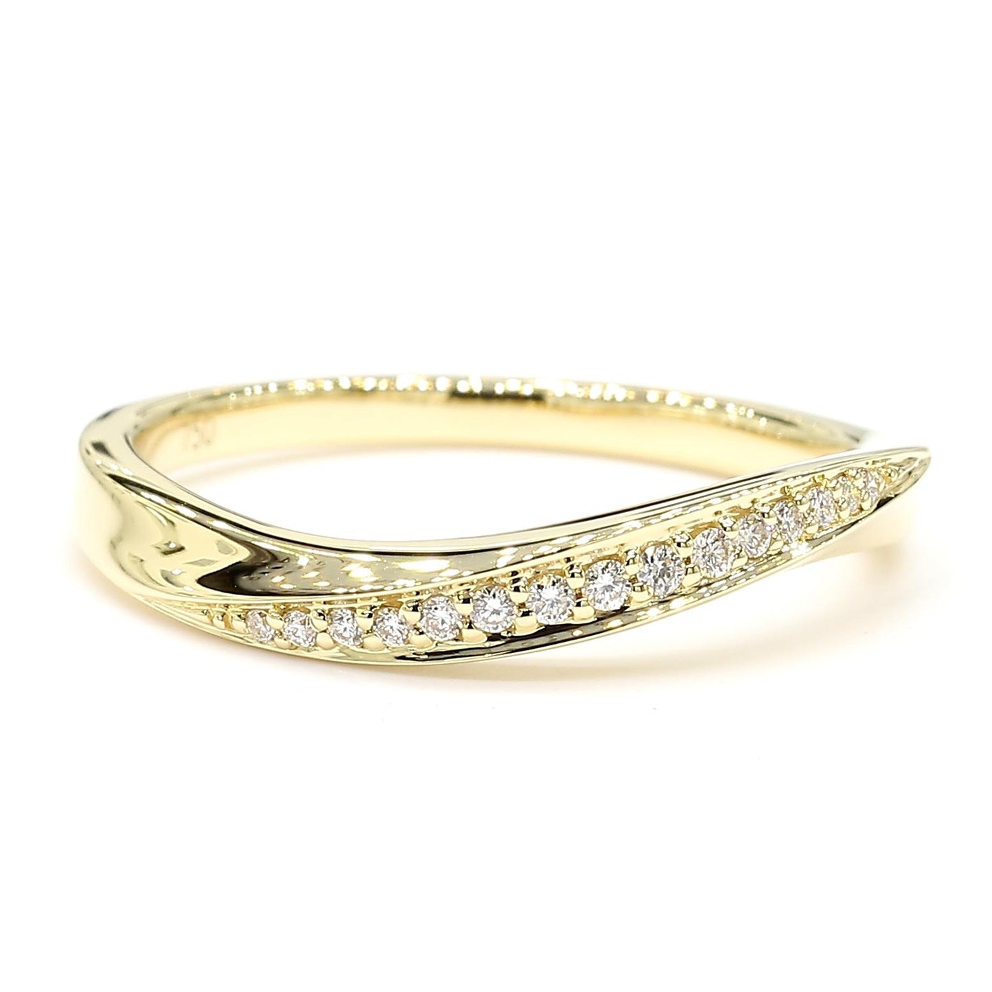 Natural White Round Diamond 0.08 Carat TW Yellow Gold Wedding Band