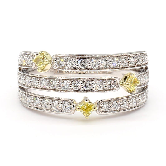 Natural Yellow Radiant Diamond 0.66 Carat TW Gold Cocktail Ring