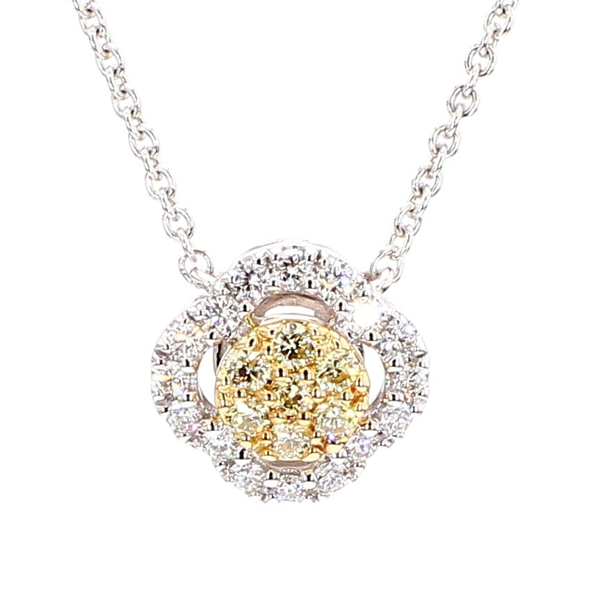 Natural Yellow Round Diamond .25 Carat TW Gold Drop Necklace