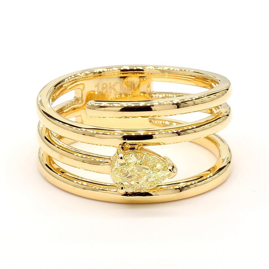 Natural Yellow Pear Diamond .50 Carat TW Yellow Gold Cocktail Ring