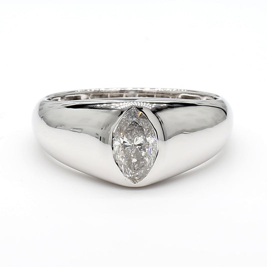 Natural White Marquise Diamond 0.62 Carat TW White Gold Cocktail Band