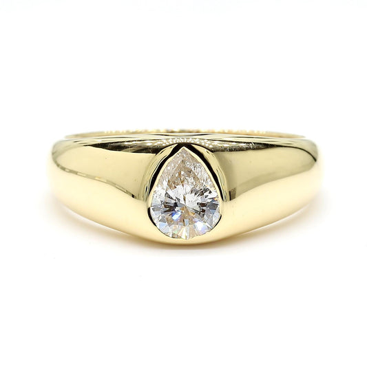 Natural White Pear Diamond 0.52 Carat TW Yellow Gold Cocktail Band