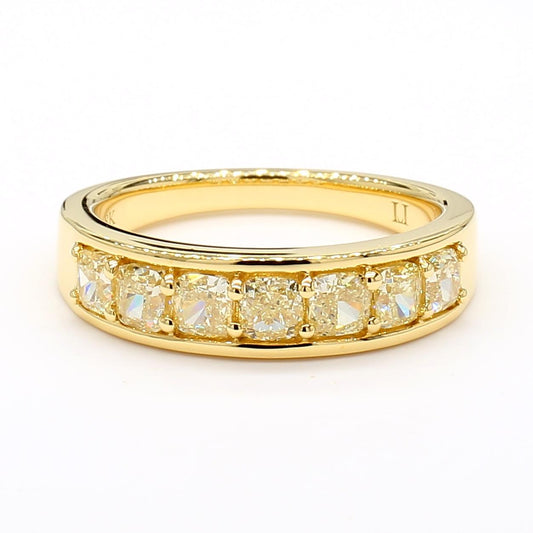 Natural Yellow Cushion Diamond 1.44 Carat TW Gold Cocktail Band