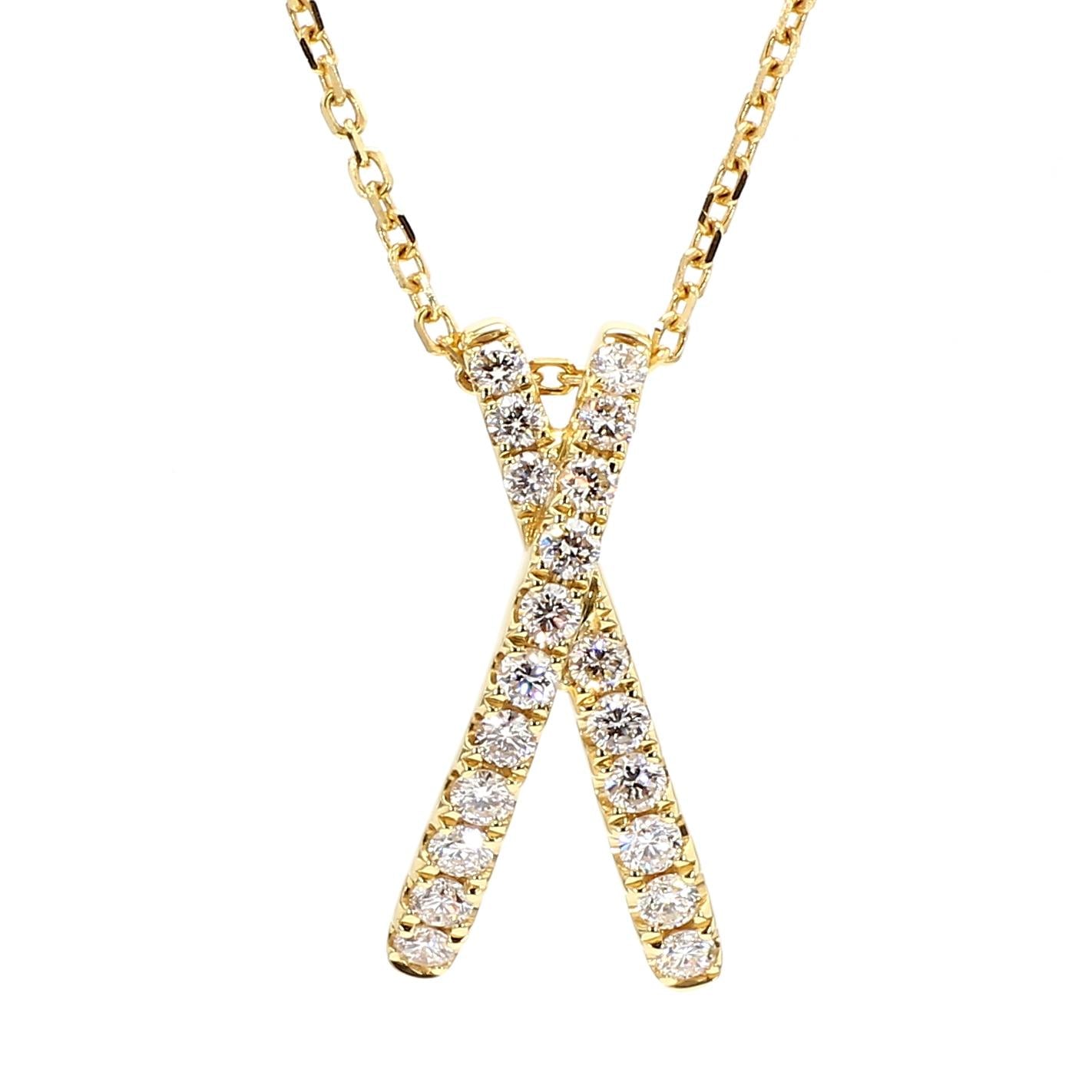 Natural White Round Diamond .55 Carat TW Yellow Gold Drop Pendant