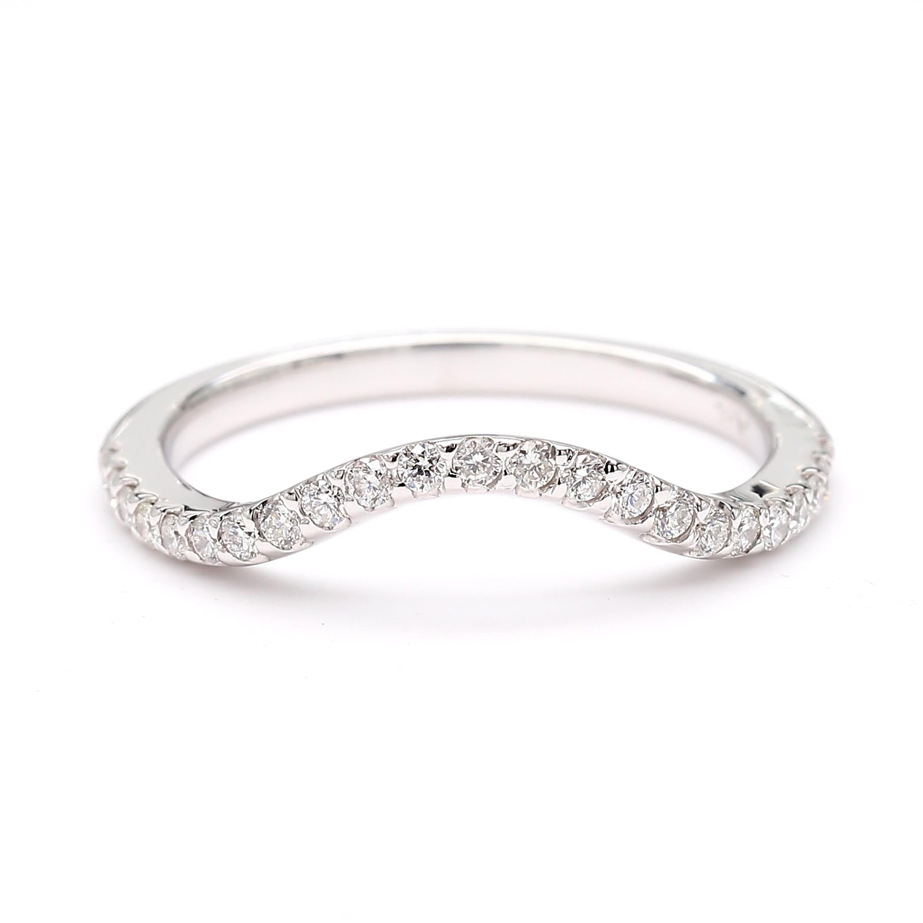 Natural White Round Diamond .24 Carat TW White Gold Wedding Band