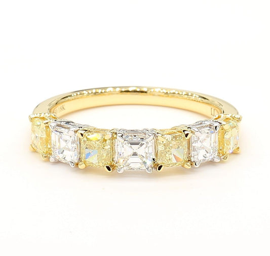 Natural Yellow Cushion Diamond 1.53 Carat TW Gold Cocktail Band