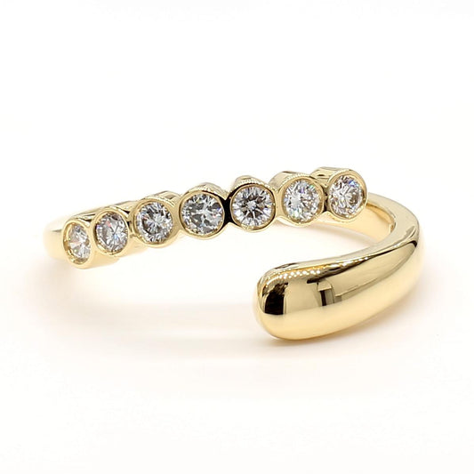 Natural White Round Diamond 0.31 Carat TW Yellow Gold Cocktail Band