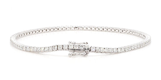 Natural White Round Diamond 2.53 Carat TW White Gold Tennis Bracelet