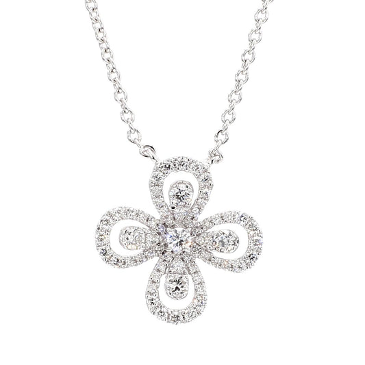 Natural White Round Diamond .67 Carat TW White Gold Drop Necklace