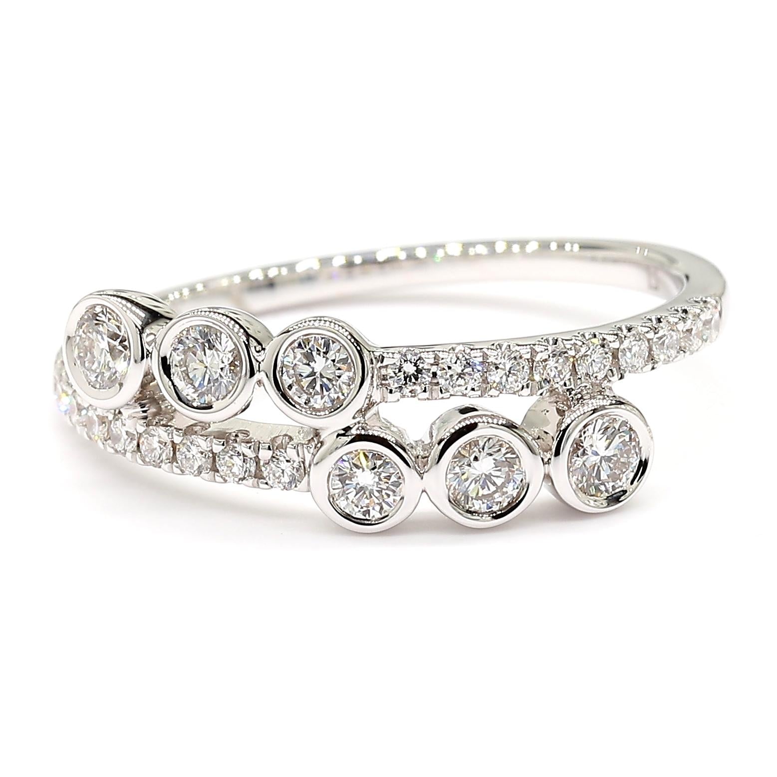 Natural White Round Diamond 0.40 Carat TW White Gold Cocktail Band