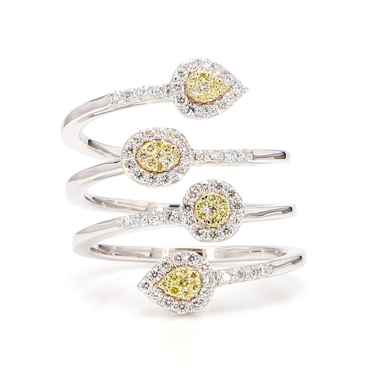 Natural Yellow Round Diamond 0.65 Carat TW Gold Cocktail Band