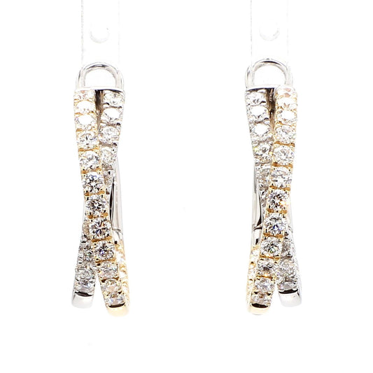 Natural White Round Diamond 1.76 Carat TW Gold Hoop Earrings