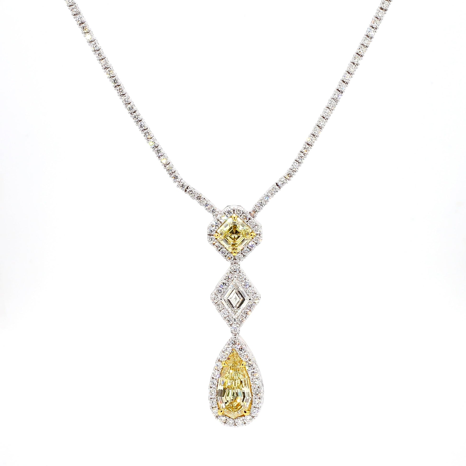 GIA Certified Natural Yellow Pear Diamond 6.35 Carat TW Gold Necklace