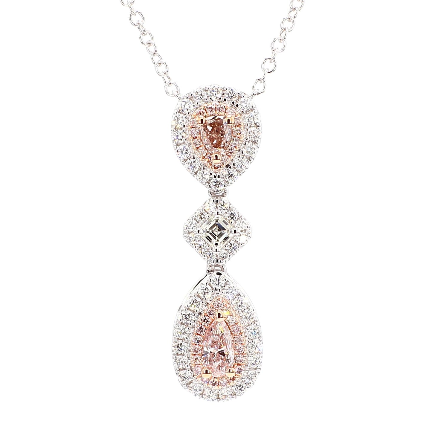 GIA Certified Natural Pink Pear Diamond 1.24 Carat TW Gold Drop Necklace