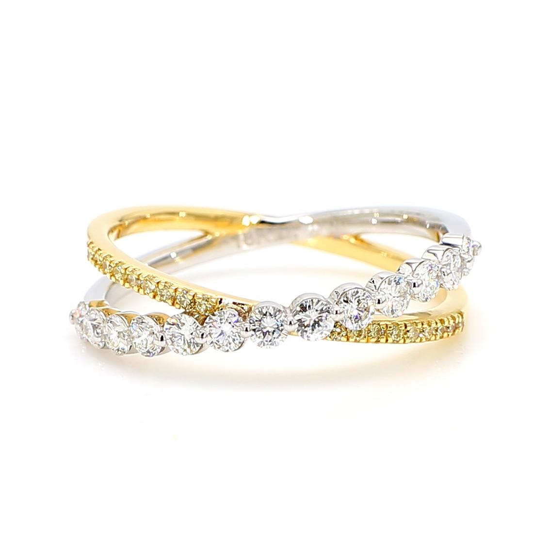 Natural Yellow Round and White Diamond .53 Carat TW Gold Cocktail Band