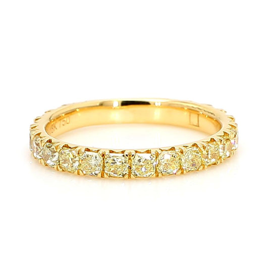 Natural Yellow Radiant Diamond 1.14 Carat TW Yellow Gold Eternity Band