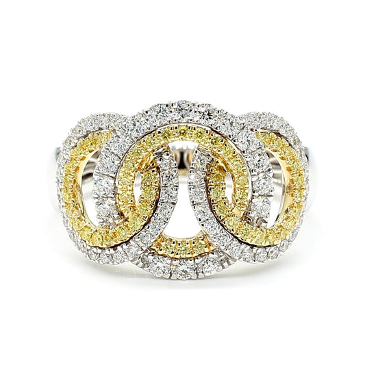 Natural Yellow Round Diamond 0.69 Carat TW Gold Cocktail Ring