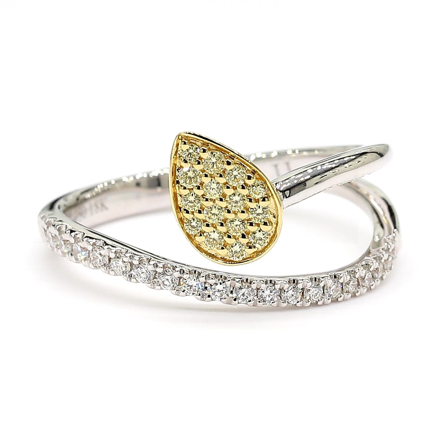 Natural Yellow Round Diamond 0.28 Carat TW Gold Cocktail Ring