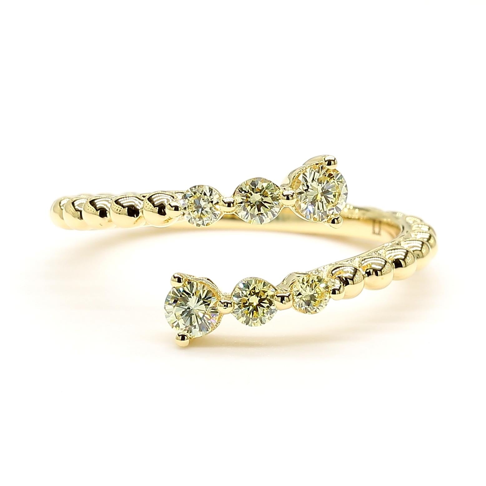 Natural Yellow Round Diamond .39 Carat TW Yellow Gold Cocktail Band