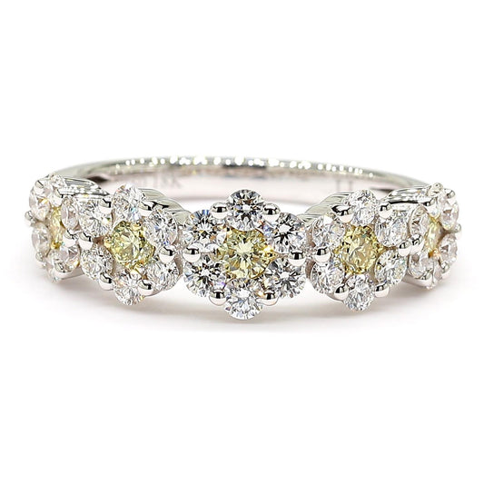 Natural Yellow Round Diamond 1.03 Carat TW Gold Cocktail Band