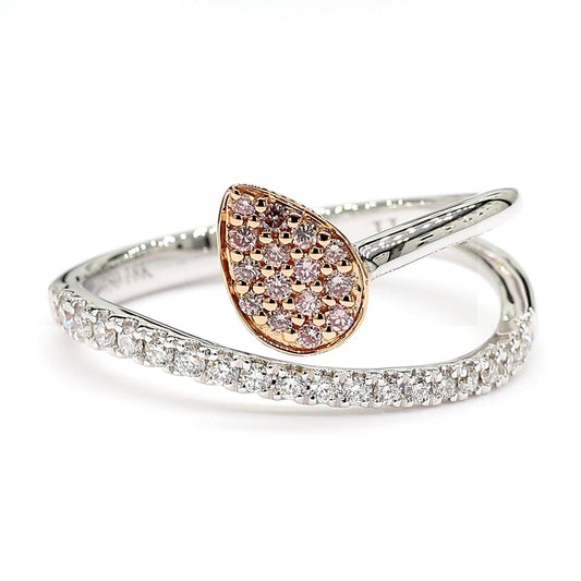 Natural Pink Round Diamond 0.27 Carat TW Rose Gold Cocktail Ring