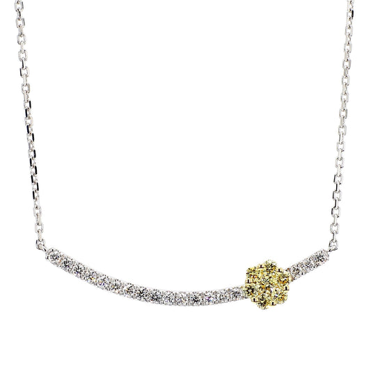 Natural Yellow Round and White Diamond .50 Carat TW Gold Drop Necklace