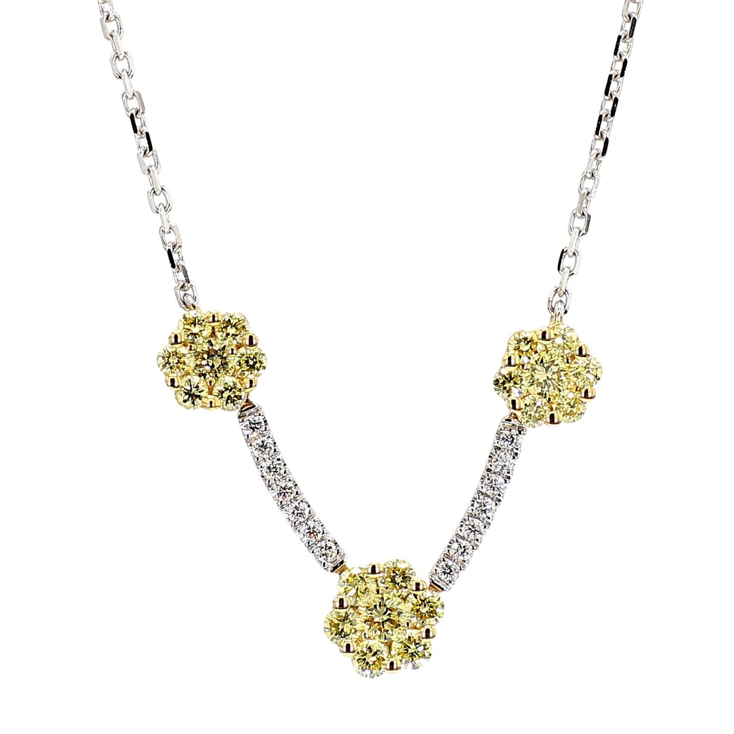 Natural Yellow Round Diamond 0.70 Carat TW Gold Drop Necklace