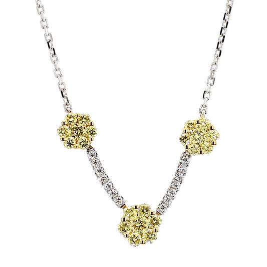 Natural Yellow Round Diamond 0.70 Carat TW Gold Drop Necklace