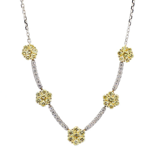 Natural Yellow Round Diamond 1.06 Carat TW Gold Drop Necklace