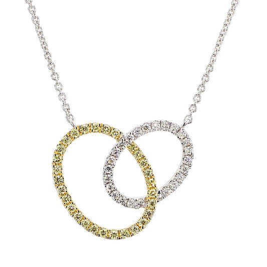 Natural Yellow Round Diamond 0.32 Carat TW Gold Drop Necklace