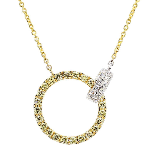 Natural Yellow Round Diamond 0.45 Carat TW Gold Drop Necklace