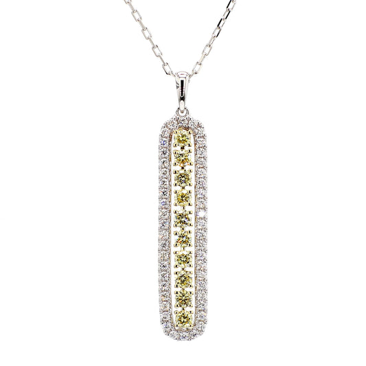 Natural Yellow Round and White Diamond 0.47 Carat TW Gold Drop Pendant