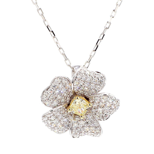Natural Yellow Cushion Diamond 1.27 Carat TW Gold Drop Pendant