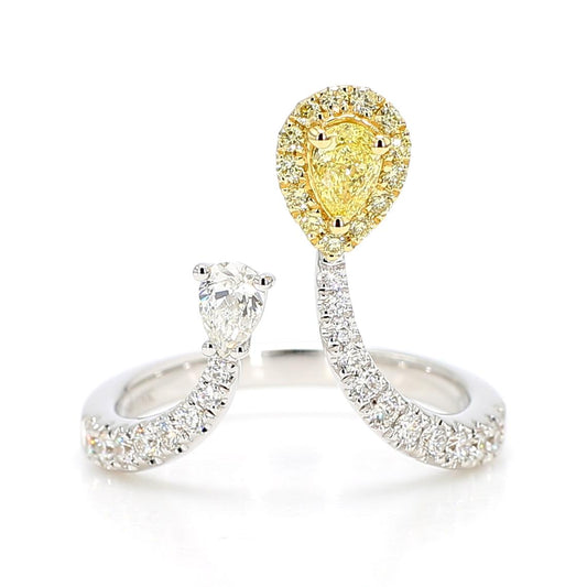 Natural Yellow Pear Diamond 0.85 Carat Tw Gold Cocktail Ring