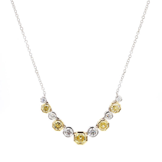 GIA Certified Fancy Yellow Hexagon Diamond 2.32 Carat TW Gold Drop Necklace