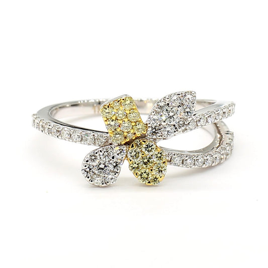 Natural Yellow Round Diamond 0.62 Carat TW Gold Cocktail Ring