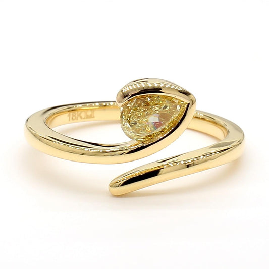 Natural Yellow Pear Diamond .50 Carat TW Yellow Gold Cocktail Ring