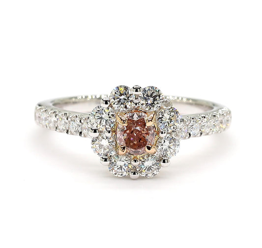 GIA Certified Fancy Purplish Pink Cushion Diamond 1.07 Carat TW Cocktail Ring