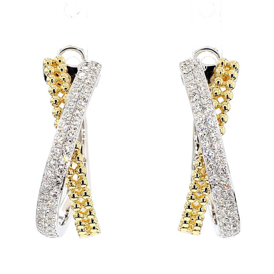 Natural White Round Diamond 0.72 Carat TW Gold Hoop Earrings