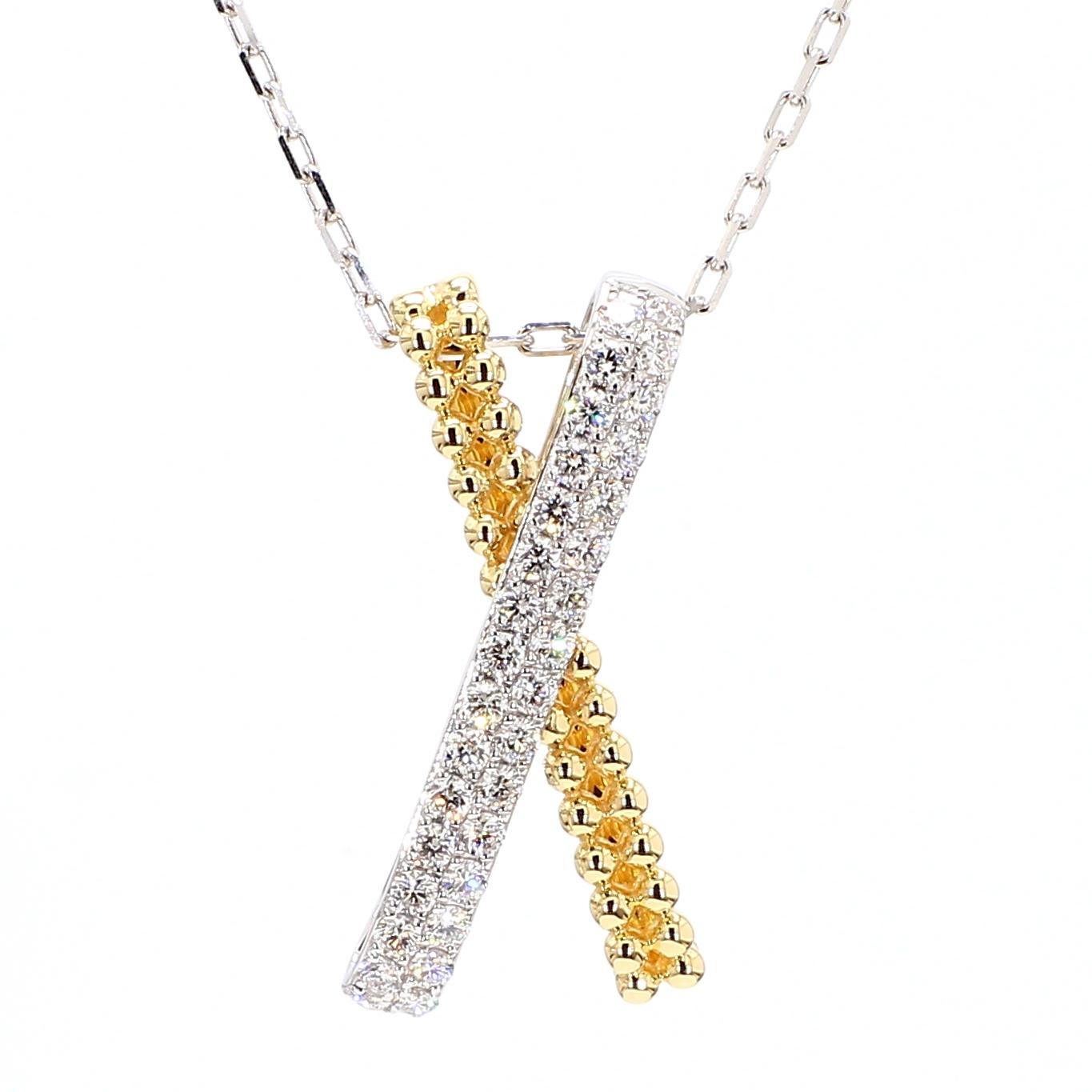 Natural White Round Diamond 0.42 Carat TW Gold Drop Pendant