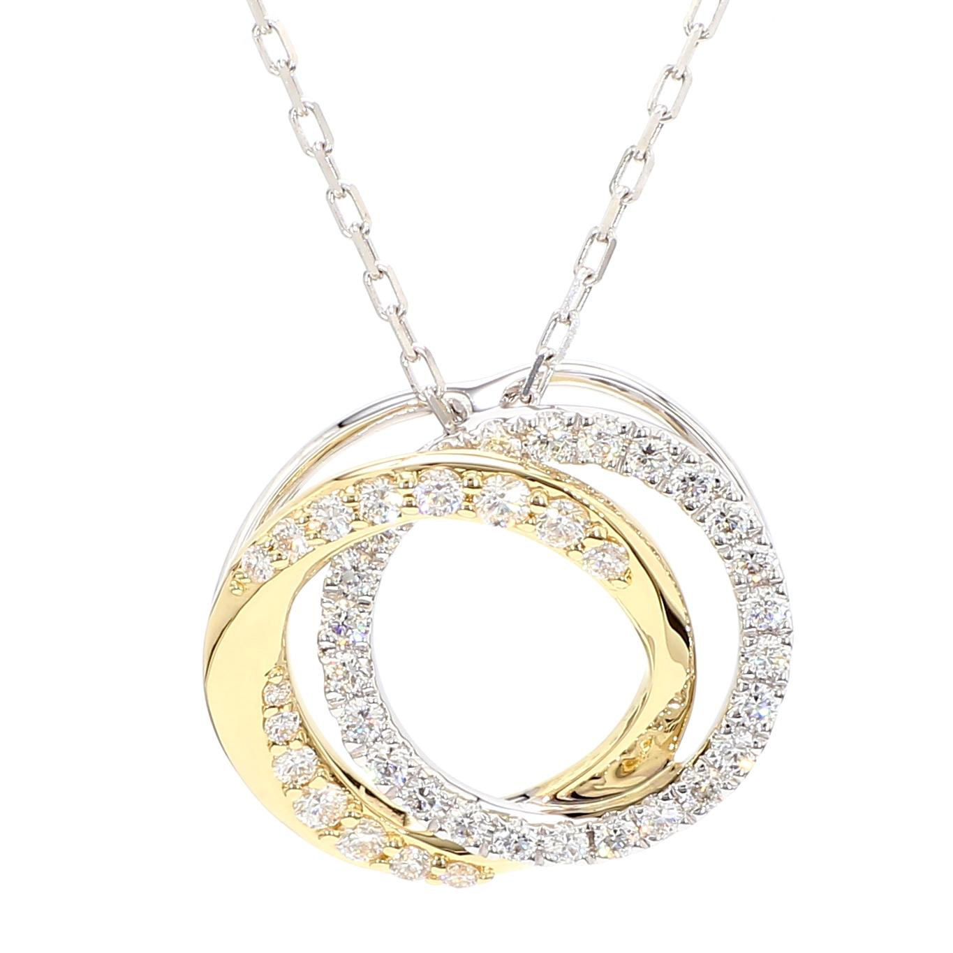 Natural White Round Diamond 0.54 Carat TW Gold Drop Pendant