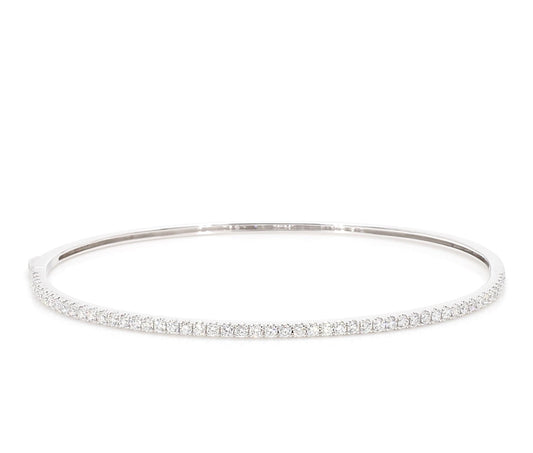 Natural White Round Diamond 0.82 Carat TW White Gold Cuff Bracelet