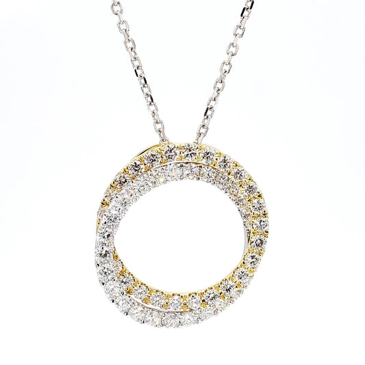 Natural White Round Diamond 1.27 Carat TW Gold Drop Pendant
