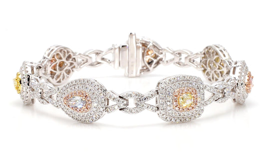 GIA Certified Natural Fancy Blue Diamond 4.30 Carat TW Gold Tennis Bracelet