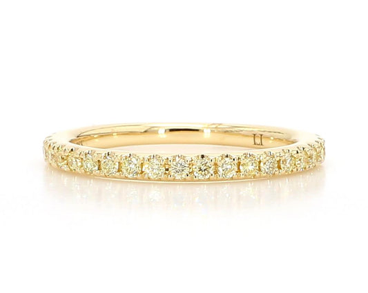 Natural Yellow Round Diamond 0.35 Carat TW Yellow Gold Wedding Band